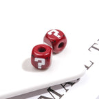 Painted Square Acrylic Beads 11mm Large Hole Question Mark 50pcs 6