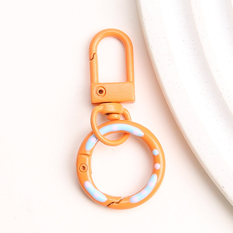 Zinc Alloy Donut Keychain Clasps Spray Painted Hand Paint 51mm 10pcs 16