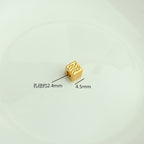 Square Metal Beads 4.5mm Matte Gold Wave Line Pattern 50pcs 2