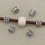 Flower Barrel Metal Beads 6mm Hollow Tibetan Silver Tone 2pcs