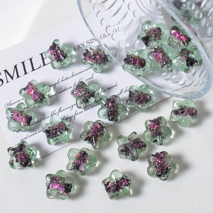 Lampwork Glass Beads Star 16mm Clear Stardust 5pcs 4
