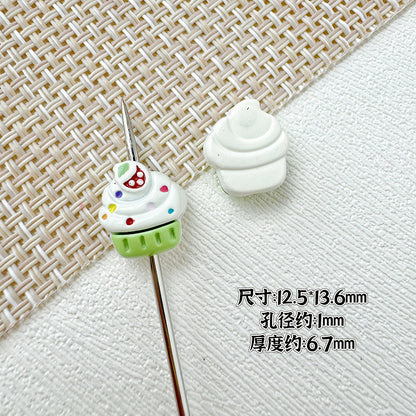 Baking Painted Watermelon and Cake Metal Beads 16mm Colorful 10pcs 14