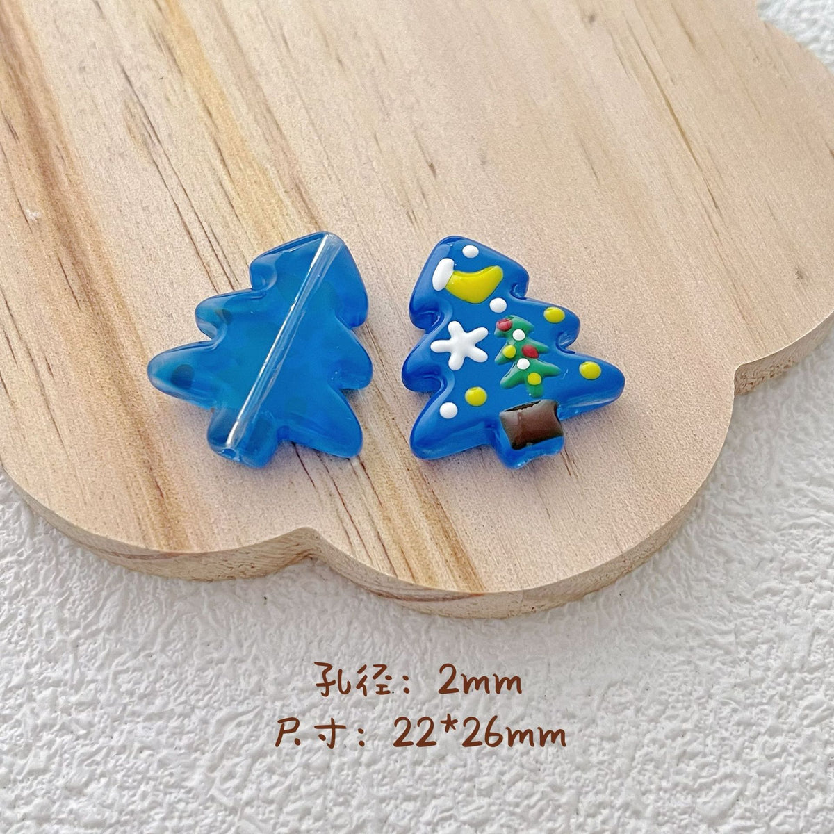 Hand Painted Christmas Tree Glass Beads 26mm Cartoon Pattern 1pc 12