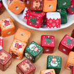 Baking Painted Christmas Square Acrylic Beads 15mm 10pcs