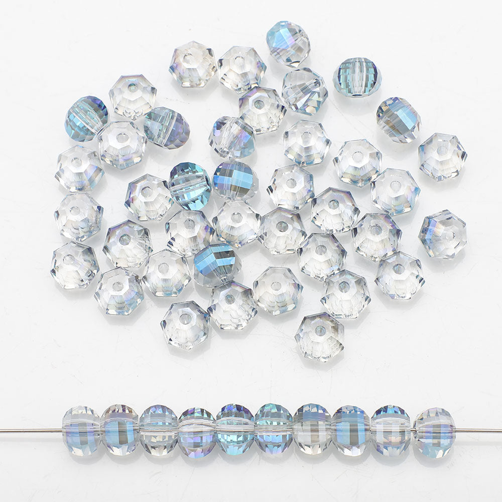 Glass Faceted Spacer Beads 8mm Plating Metallic Color 60pcs 21