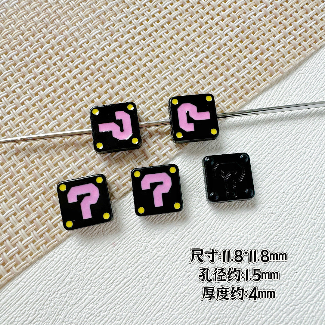 Square Metal Beads 11mm Painted Question Mark Design 20pcs 13