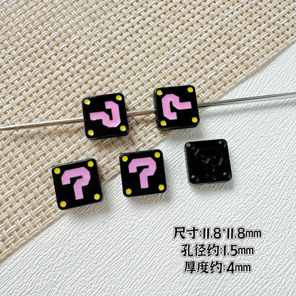 Square Metal Beads 11mm Painted Question Mark Design 20pcs 13
