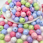 Faceted Matte Macaron Colored Acrylic Beads 16mm Soft Pastel 100pcs 3