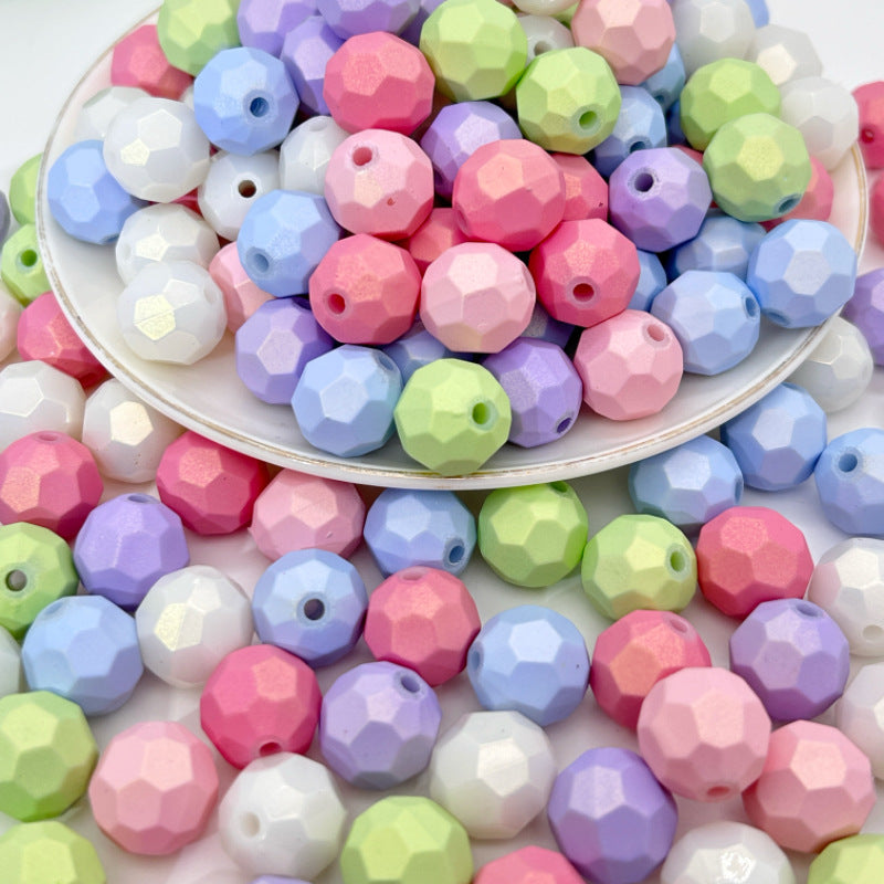 Faceted Matte Macaron Colored Acrylic Beads 16mm Soft Pastel 100pcs 3