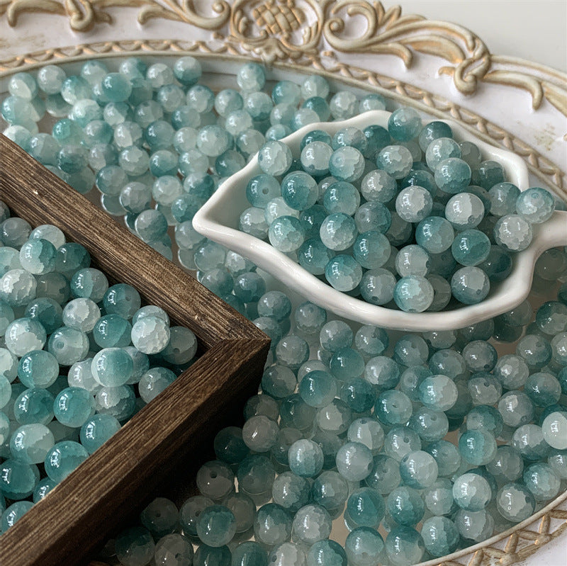 Crackle Round Glass Beads 10mm Imitation White Jade 100pcs 16