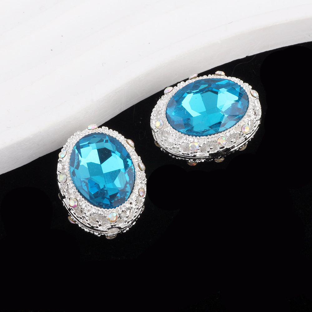 Double-Sided Heart Rhinestone Beads 22mm Alloy Encrusted 10pcs 16