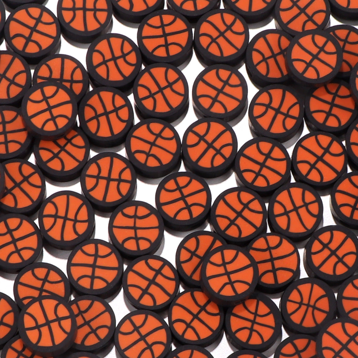 Rugby Clay Beads 10mm Polymer Brown White Laces 50pcs 9