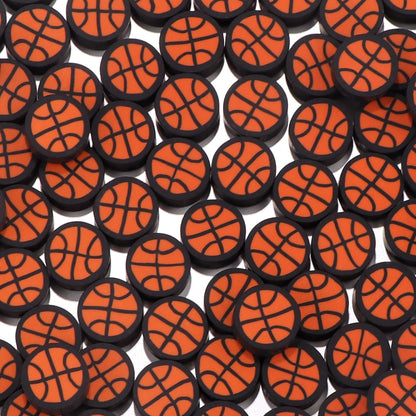 Rugby Clay Beads 10mm Polymer Brown White Laces 50pcs 9
