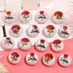 Plating Round Acrylic Beads 16mm Valentine Rose Printed 50pcs 4