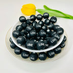 Rubberized Matte Painted Love Word Acrylic Beads 16mm 50pcs 6