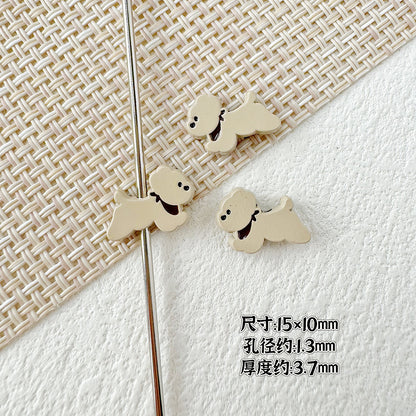 Baking Painted Bow Puppy and Dotted Kitten Metal Beads 15mm 20pcs 13