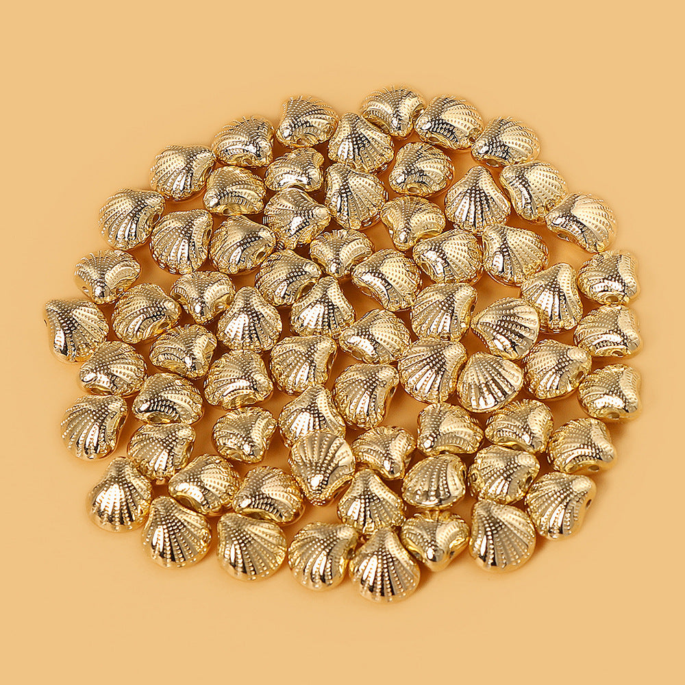 Lace Shell Acrylic Beads 12mm Gold Shimmer CCB Plastic 100pcs 3