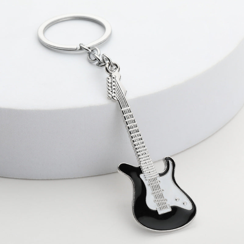 Metal Electric Guitar Keychain Vibrant Colors Zinc Alloy 8
