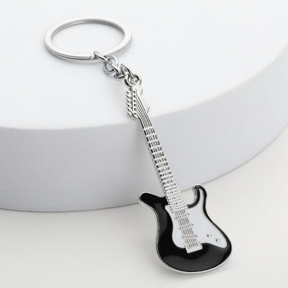 Metal Electric Guitar Keychain Vibrant Colors Zinc Alloy 8