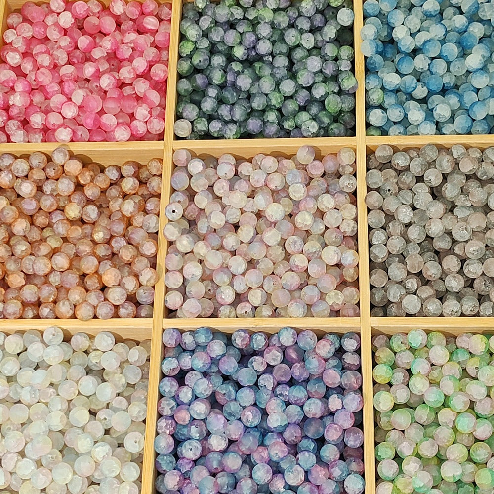 Frosted Round Glass Beads 10mm Muted Pastels Earth Tones 50pcs 2