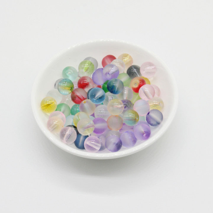 Frosted Glass Beads 8mm Soft Translucent Pastel Colors 50pcs 5
