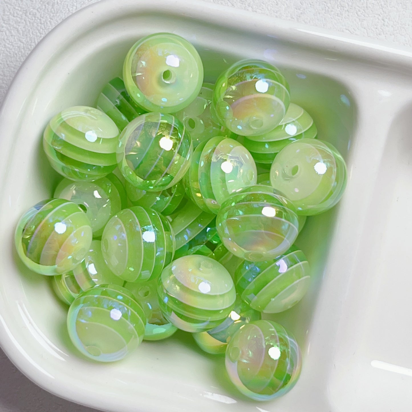 UV Plating Colorful Lollipop Striped Resin Beads 16mm 10pcs 27