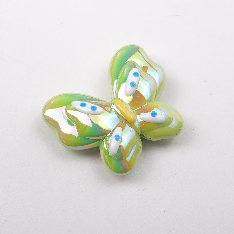Colorful Plating Butterfly Acrylic Beads 29mm Mixed Smooth Faceted 10pcs 11
