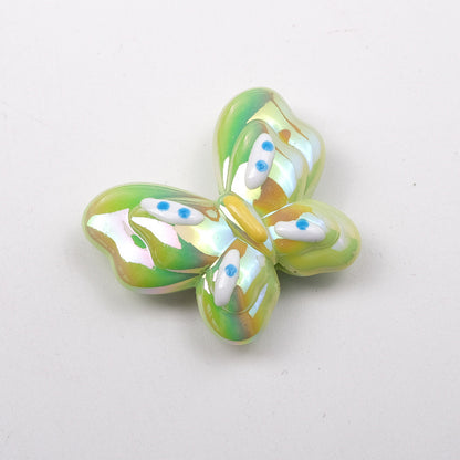Colorful Plating Butterfly Acrylic Beads 29mm Mixed Smooth Faceted 10pcs 11