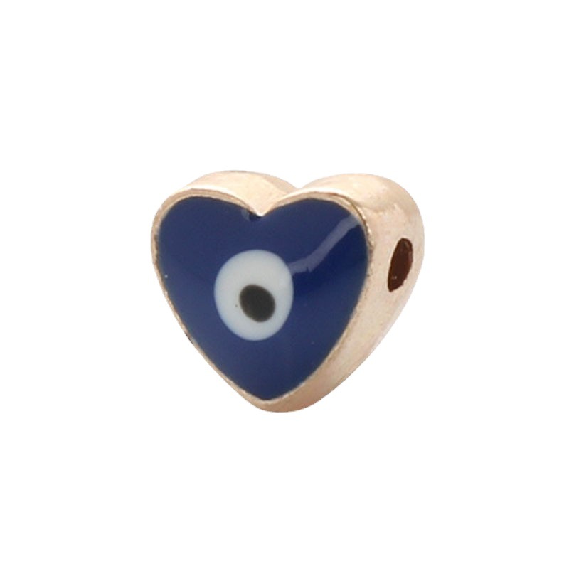 Turkey Evil Eye Enamel Metal Beads Painted Cobalt Blue Gold 50pcs 5