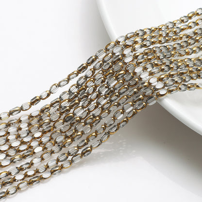 Electroplated Frosted Glass Beads 4mm x 6mm Metallic Edged 96pcs 6