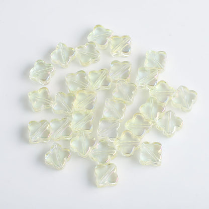 Electroplated Clover Glass Beads 10mm Metallic Colors 30pcs 16