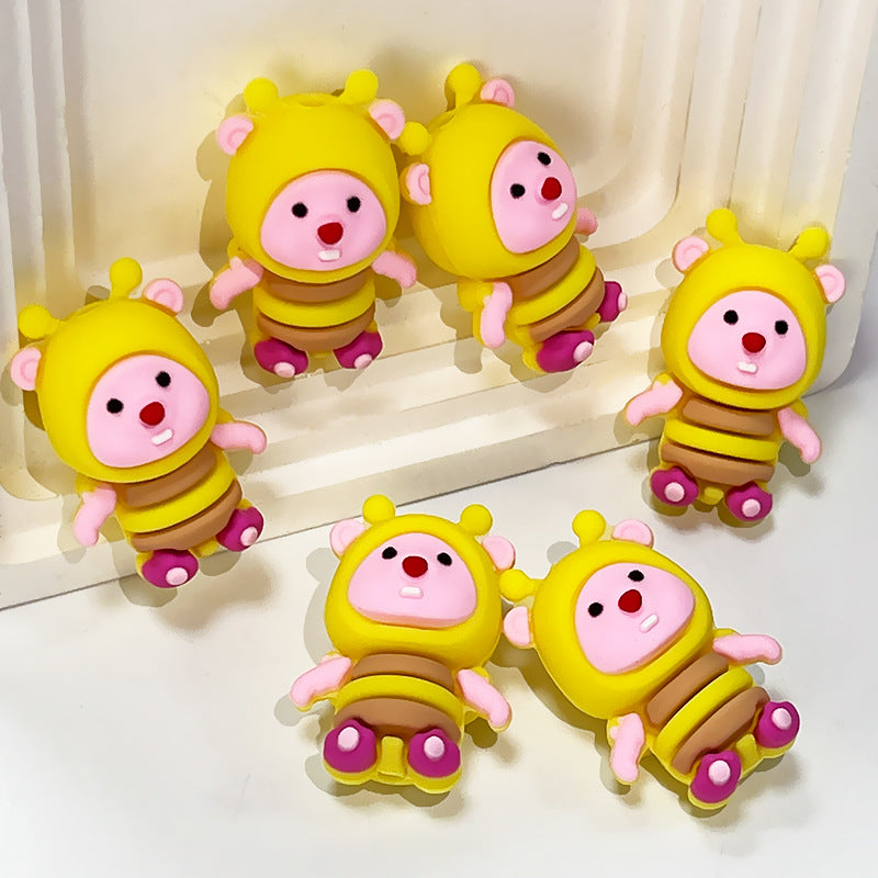 Silicone 3D Focal Beads Cartoon Bee Loop Design 20pcs 3