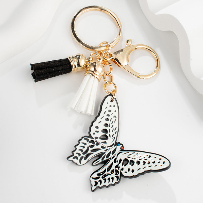 Acrylic Butterfly Keychain Colorful Wings Tassel Charm 3