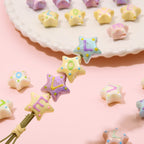 Hand Painted Star Acrylic Beads 19x12mm Pastel Letter 2pcs 4