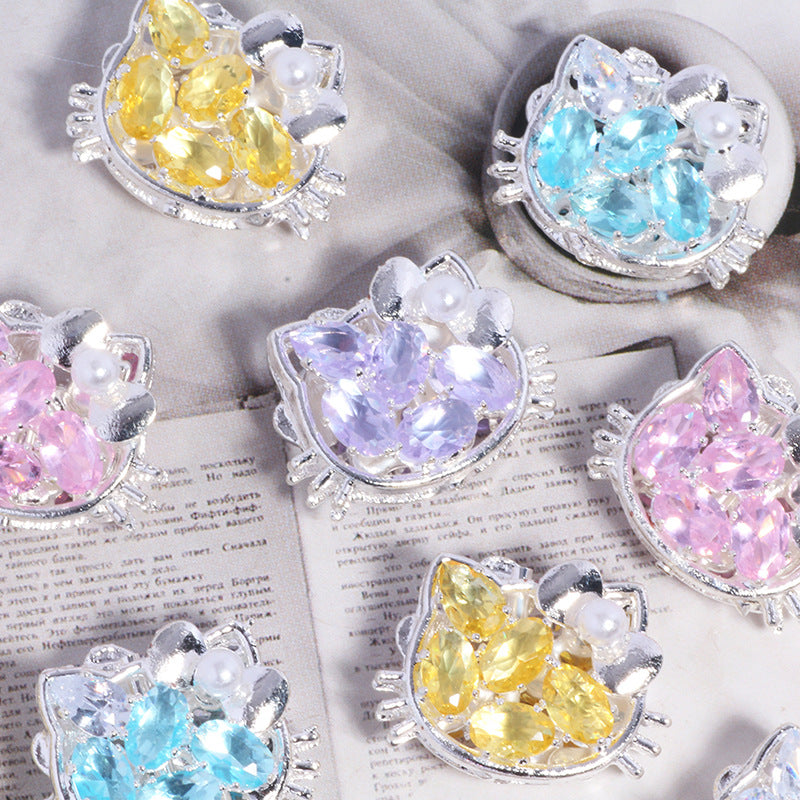 Ball Rhinestone Beads 20mm Pave Hello KT Alloy 2pcs 4