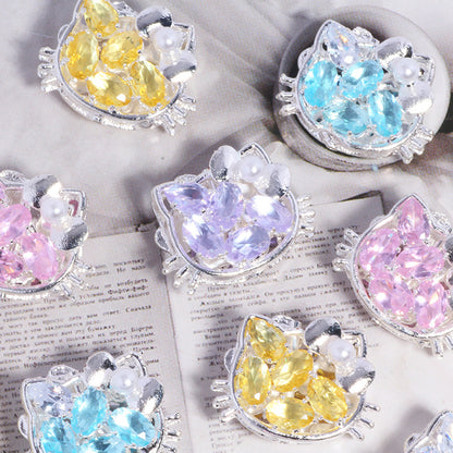 Ball Rhinestone Beads 20mm Pave Hello KT Alloy 2pcs 4