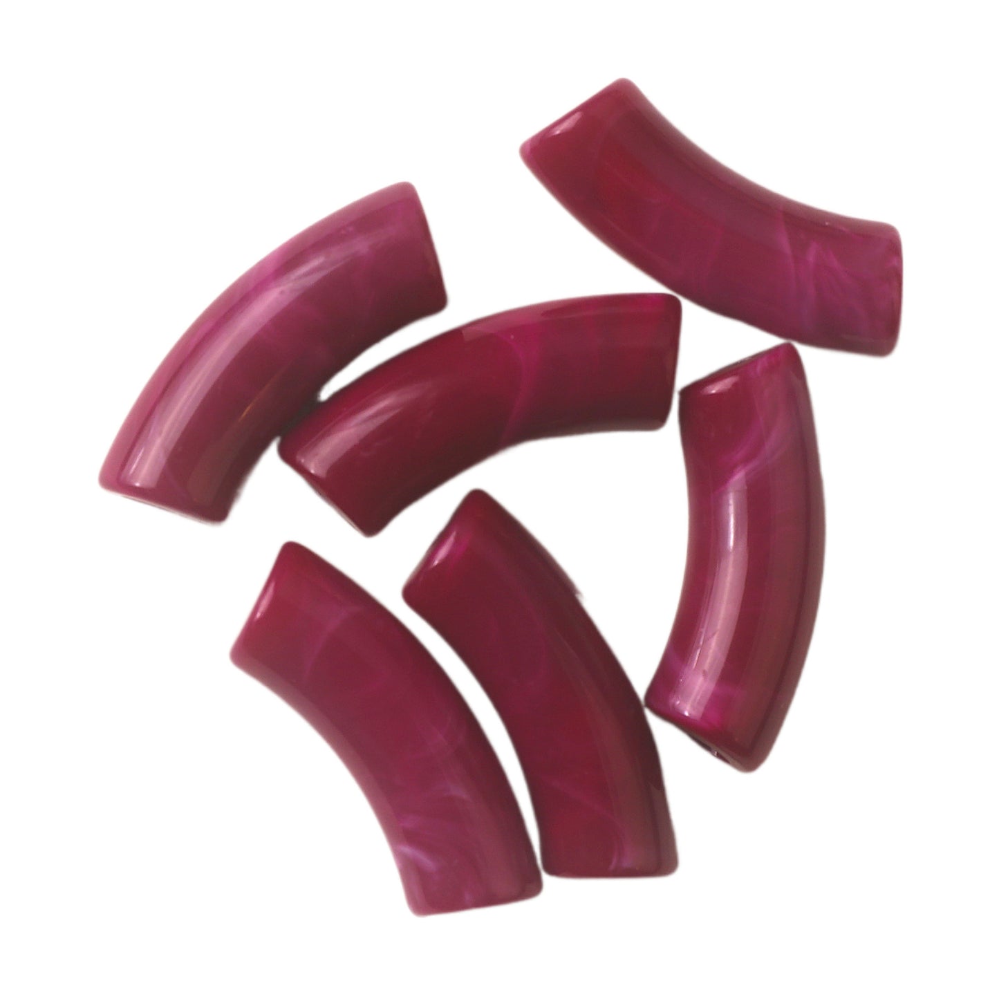 Halo Elbow Tube Acrylic Beads 36mm Glossy Curved Mixed Colors 50pcs 20