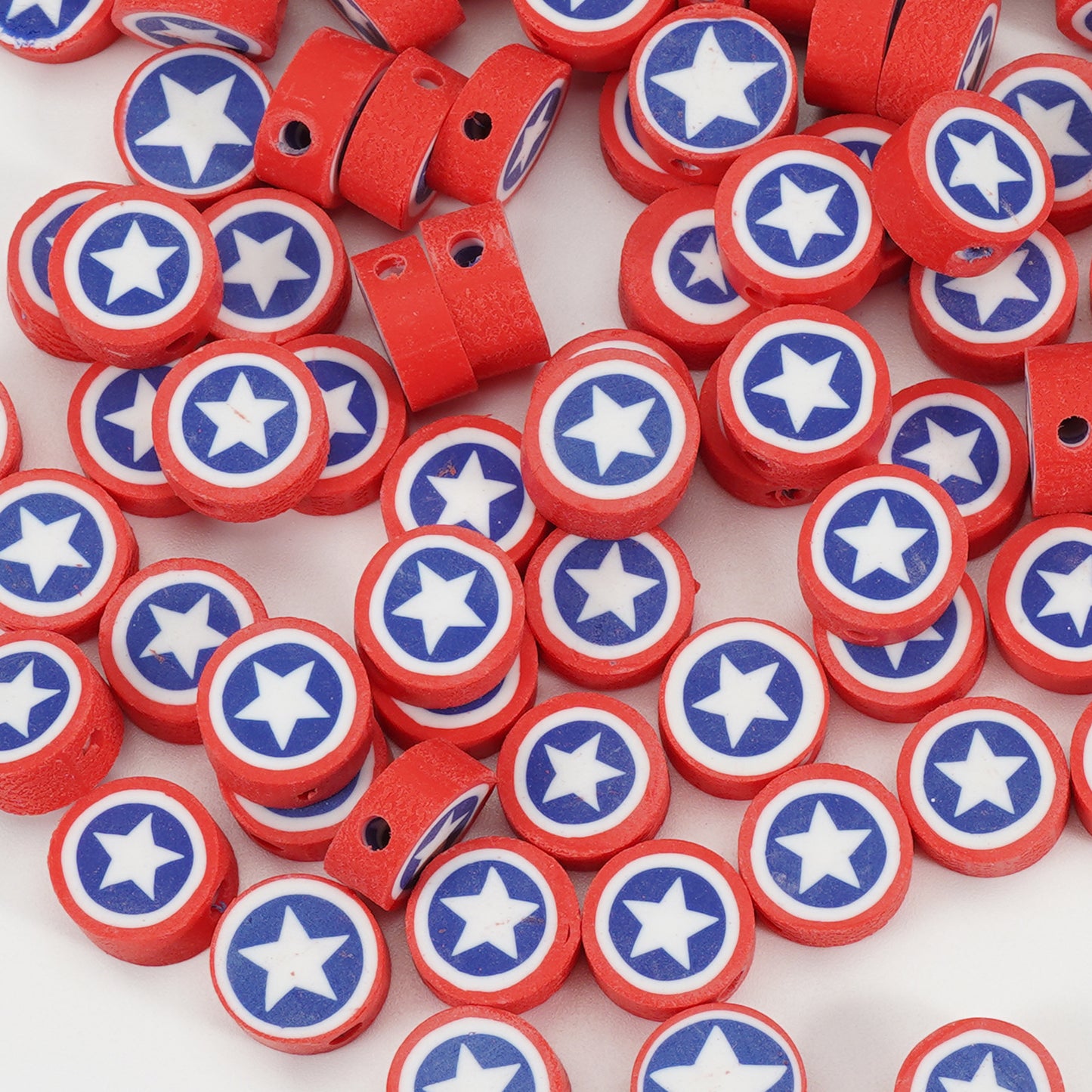 Geometric Clay Beads American Flag Colors Patriotic Design 200pcs 8