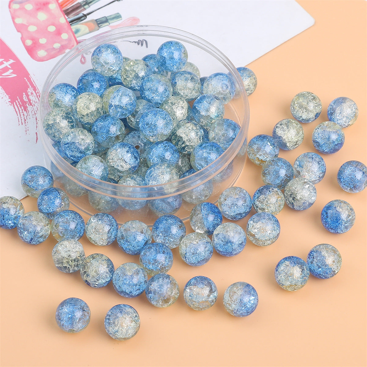 Crackle Round Glass Beads 8mm Multicolor Mixed 30pcs 9