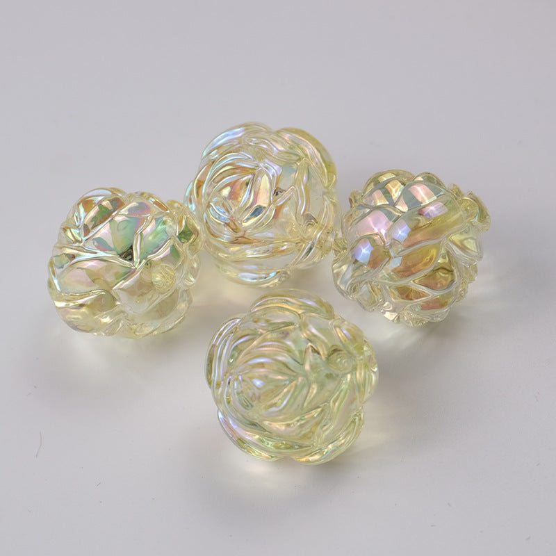 Transparent UV Plating Rose Acrylic Beads 20mm Shaped 50pcs 9