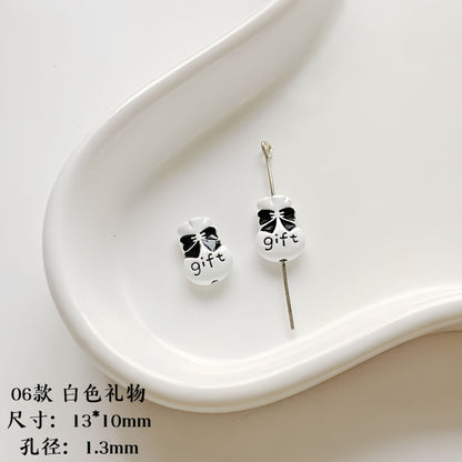 Christmas Enamel Alloy Metal Beads Festive Painted Designs 10pcs 5