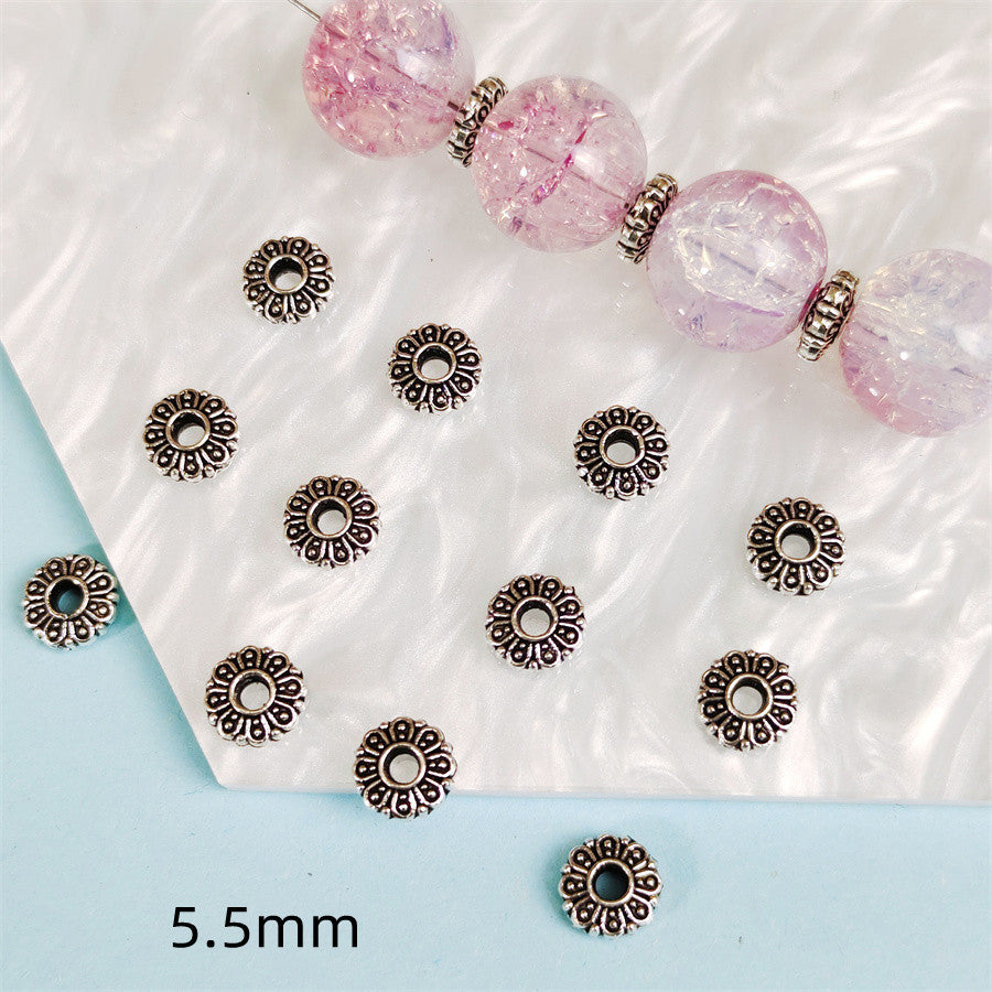 Alloy Floral Pattern Spacer Beads 5mm Double-Sided Tibetan 100pcs 6