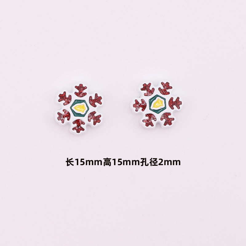 Snowflake Metal Beads 15mm Baking Painted Color Glitter 10pcs 9