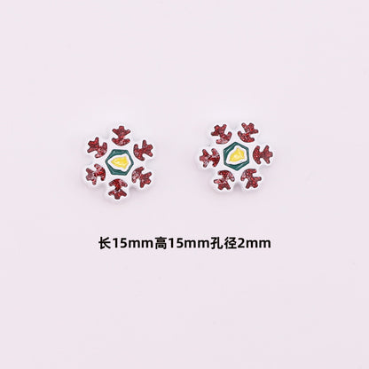 Snowflake Metal Beads 15mm Baking Painted Color Glitter 10pcs 9