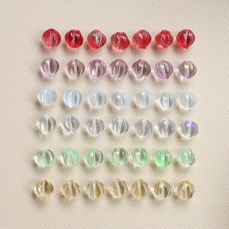 Czech Glass Beads Ribbed Vintage Style 8mm Transparent Pastel 10pcs 3