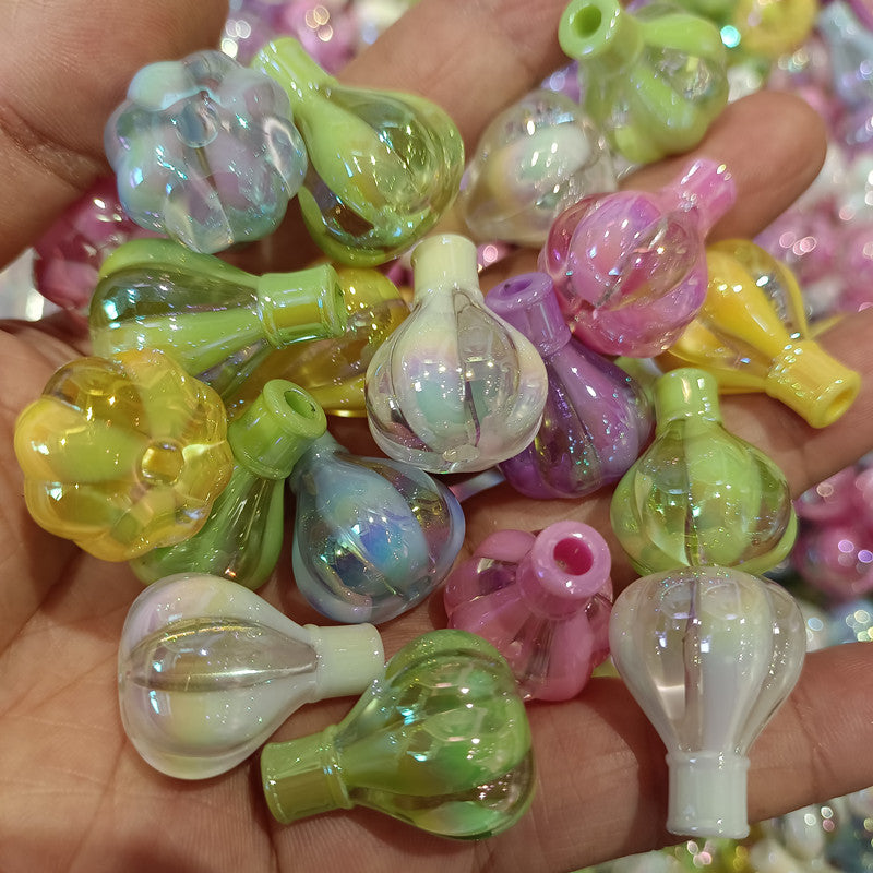 UV Plated Hot Air Balloon Acrylic Beads 25mm Dual Color 50pcs 6