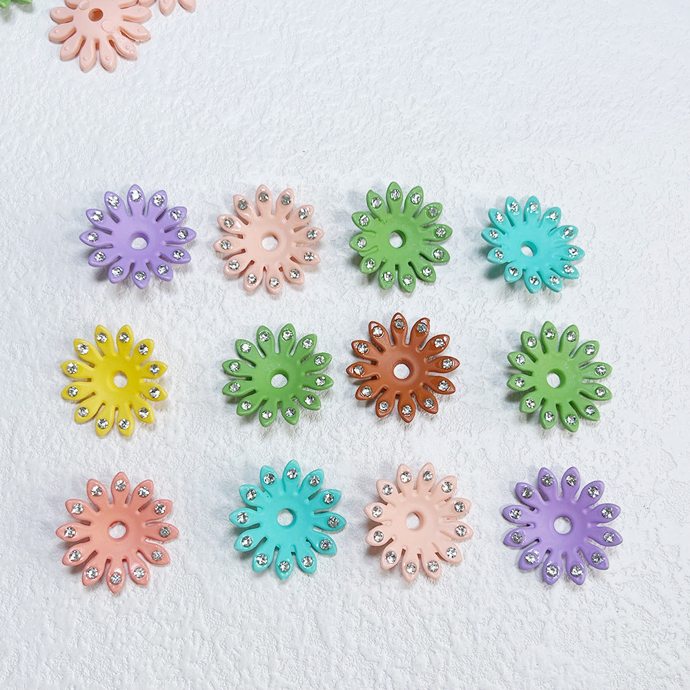 Acrylic Flower Spacer Beads 23mm Rhinestone Encrusted 100pcs 3