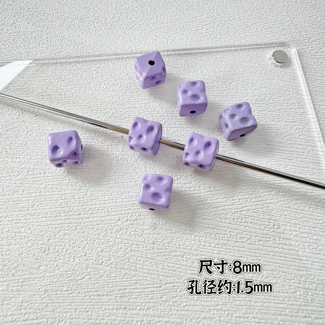 Square Metal Beads 8mm Baking Painted Cheese Cube Alloy 20pcs 8