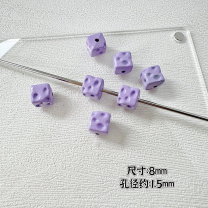 Square Metal Beads 8mm Baking Painted Cheese Cube Alloy 20pcs 8