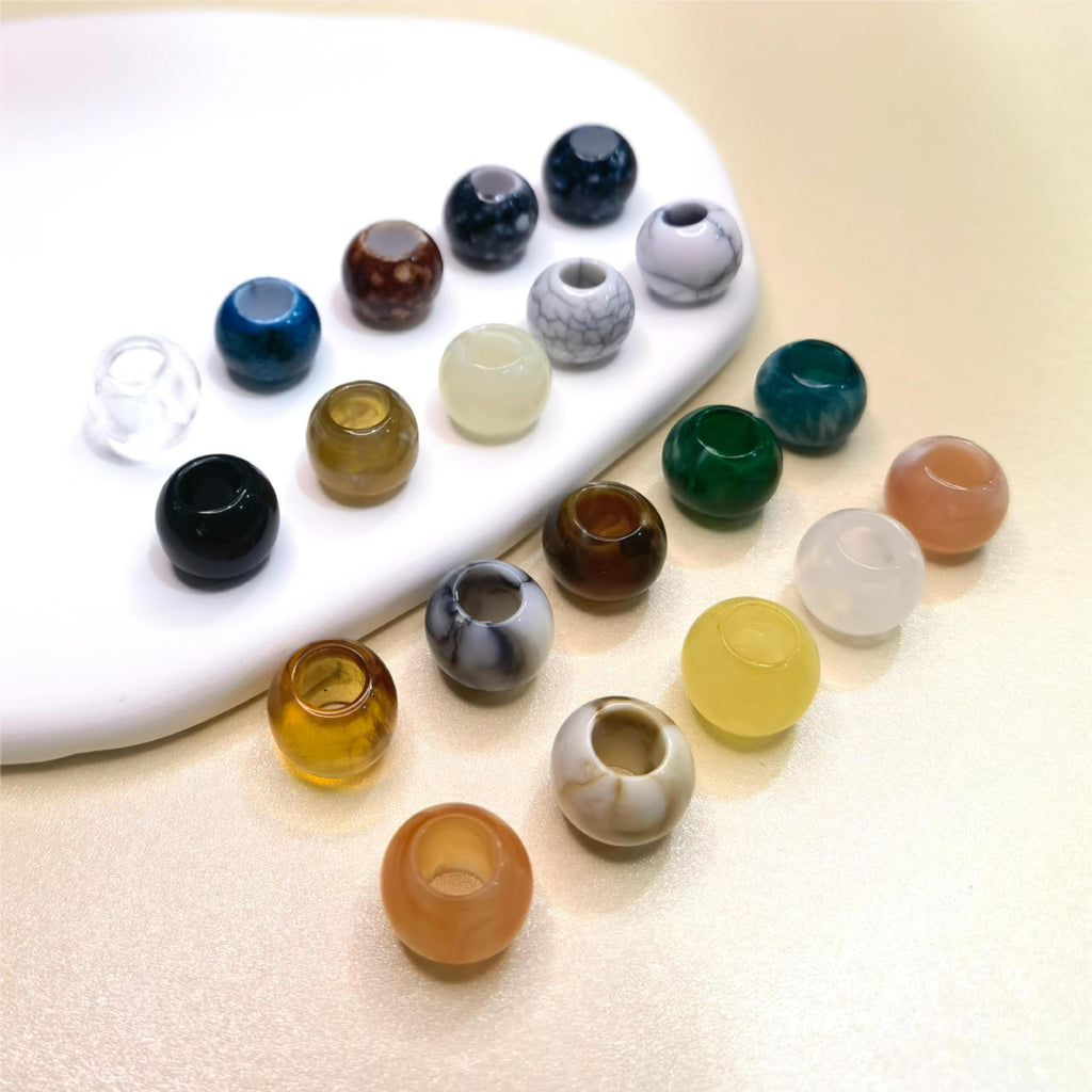Vintage Acrylic Large Hole Beads 10-11.6mm Earth Tone Crackle 1pc